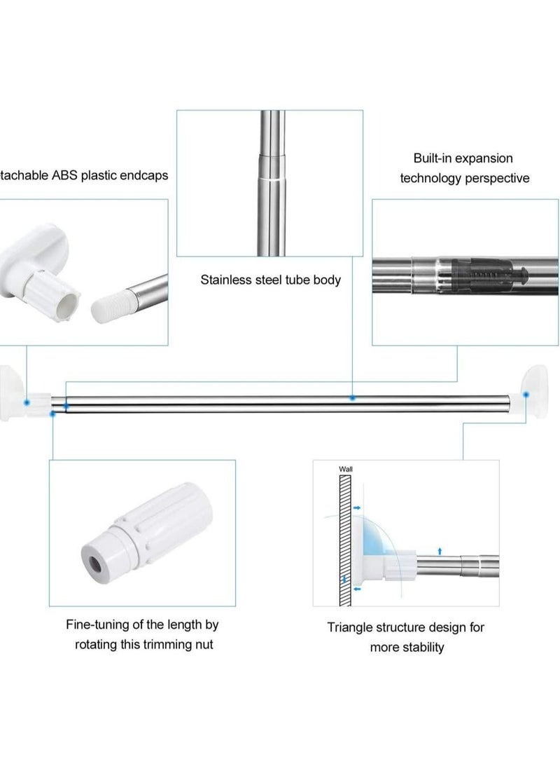Happy Home Extendable Stainless Steel Tension Rod 110–200cm No Drilling, Heavy Duty Telescopic Pressure Rod Multi-Purpose for Shower Curtain Rail, Closet Clothes Hanging, Laundry Drying, Window Curtain, Wardrobe & Doorway, Rust-Resistant, Anti-Slip, Space-Saving for Bathroom & Home Use - Image 5